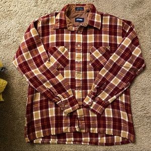 Red Oversized Flannel Button-Up Shirt